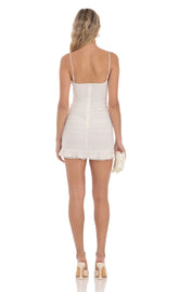 Dotted Mesh Bodycon Dress in White